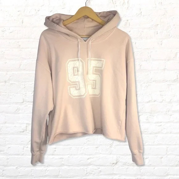 Current/ Elliot #95 Heavyweight Hooded Sweatshirt Beige Blush Size 2 Fits M/L - Picture 2 of 11